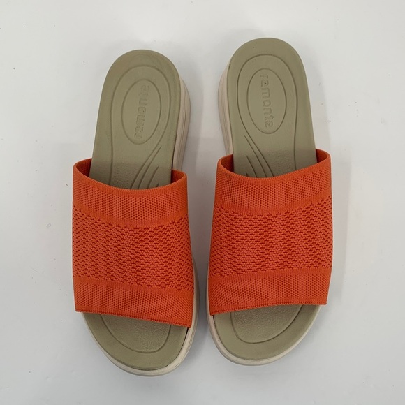 Remonte Jocelyn 61 slide sandals rust orange comfort wedge platform knitted 37 6 - Picture 3 of 6